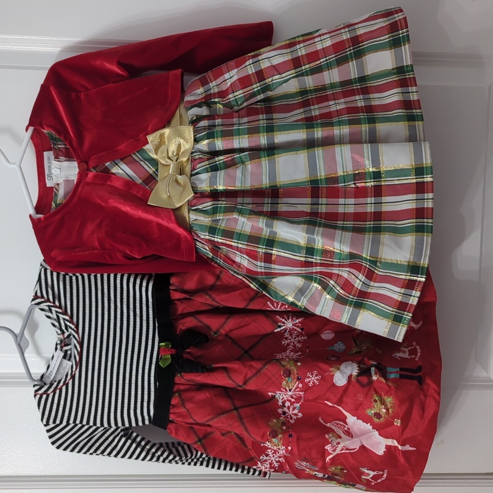 2 girls 3T Christmas dresses Bonnie Jean